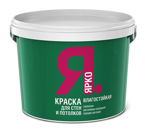Краска ЯРКО для стен и потолков влагостойкая белая, ведро 6 кг